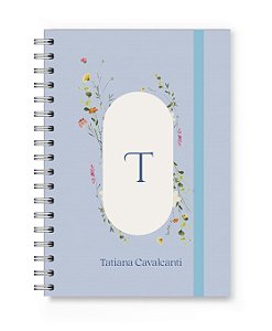 Caderno Personalizado Florart Alfabeto Floral Azul