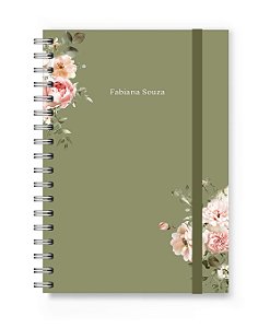 Caderno Personalizado Florart Verde Floral