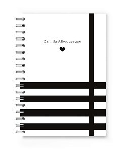 Caderno Personalizado Florart Listras Pretas
