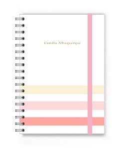 Caderno Personalizado Florart Listras Rosas