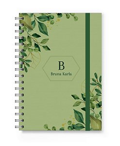 Caderno Personalizado Florart Alfabeto Floral Verde