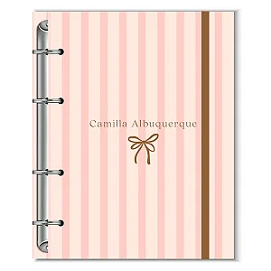 Fichário Florart Listrado Rosa