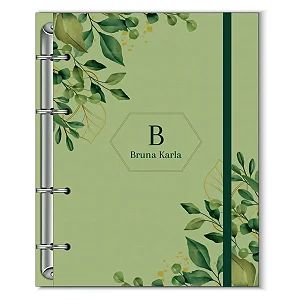 Fichário Florart Alfabeto Floral Verde