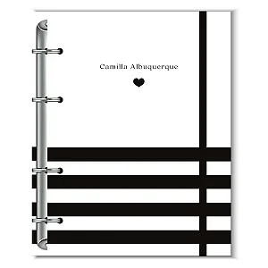 Fichário Florart Listras Pretas