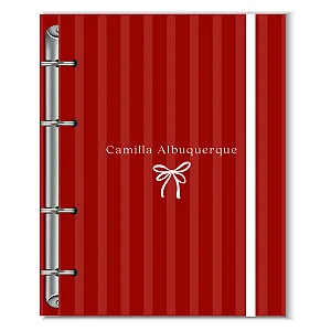 Fichário Florart Listrado Vermelho