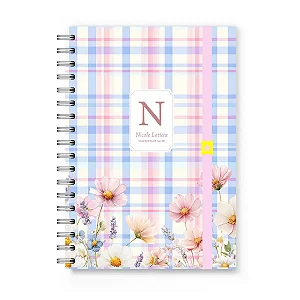 Caderneta de Vacinação Florart Xadrez Flores Rosas