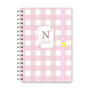 Caderneta de Vacinação Florart Xadrez Rosa