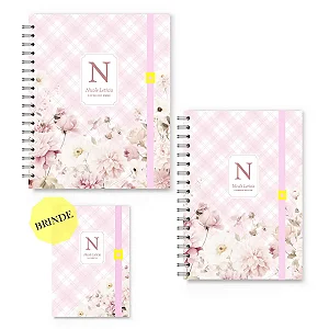 Kit Maternidade Florart Xadrez Flores Brancas