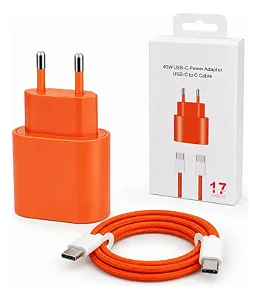 Kit Carregador 40w Usb-c Turbo Compatível iPhone 15 16 17