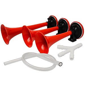 Buzina Ar Caminhão 3 Corneta Verdureiro Vermelha