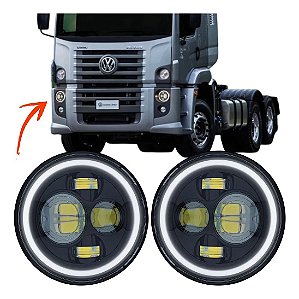 Par De Farol Dianteiro Angel Eyes Vw Constellation - Led
