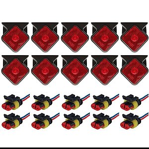 Kit 10 Lanterna Lateral Carretas Guerra Led 12v/24v C/ Chicotes