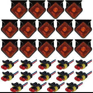 Kit 14 Lanternas Led Carretas Guerra Bivolt C/ Chicotes