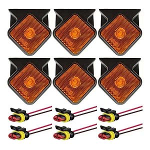Kit 06 Lanternas Led Lateral Guerra 12v E 24v C/ Chicotes