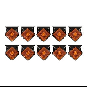 KIT 10 LANTERNA LATERAL P/CARRETA LED AMBAR BRASLUX