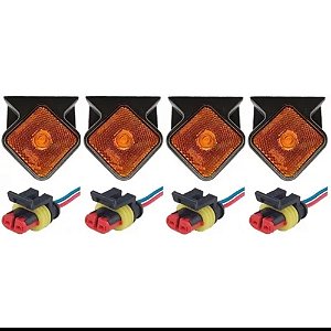 Kit 04 Lanterna Lateral Carretas Guerra Led 12v/24v C/chicote