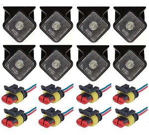 Kit 8 Lanternas Lateral Carretas Guerra Led 12/24v C/ Chicote Cristal
