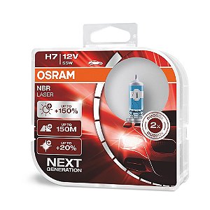 Par Lâmpada Osram Halógena H7 Night Breaker Laser 3900K 60 55W 12V Farol