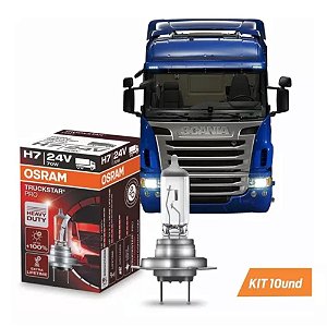 Kit 10 Lampadas Osram Truckstar 64215 Pro H7 24v 70w