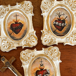 Quadros Os Três Sagrados Corações - Conjunto Decorativo | 15x30 cm