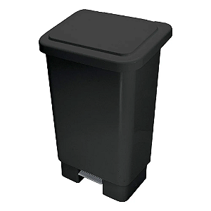 Lixieira Retangular com pedal e haste de ferro 50 Litros Preta