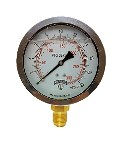 Manômetro Vertical 0-20 bar PSI com Glicerina – Rosca 1/2" BSP – Visor 100mm