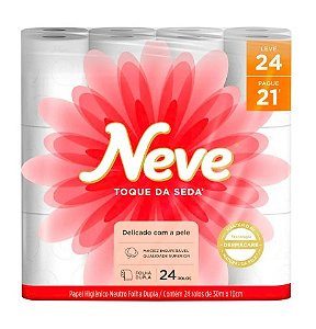 Papel Higiênico Neve Folha Dupla - 30m Pacote com 24 unidades