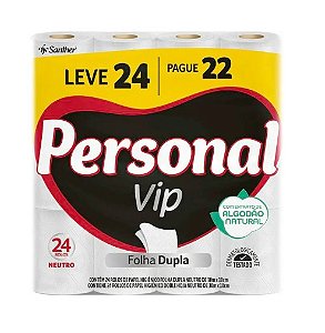 Papel Higiênico Personal Vip Folha dupla - 30m Pacote com 24 rolos