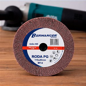 Roda Pg de Lixa com Rosca M14x115x20mm Grão 80 Berwanger