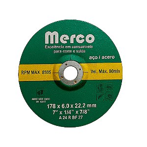 Disco de Desbaste 178X6,0X22,2mm Aço/Metal Merco