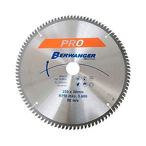 Lâmina de Serra Circular 250mm (10") 100 Dentes Para Alumínio Berwanger