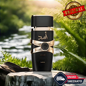 Asad by Lattafa Eau de Parfum 100ml - Perfume Masculino Picante Amadeirado, Notas de Pimenta e Baunilha