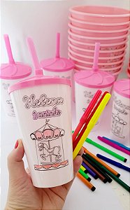🎨 Copo Twister 500ml de Pintar com Canetinha – Personalizado 🎨