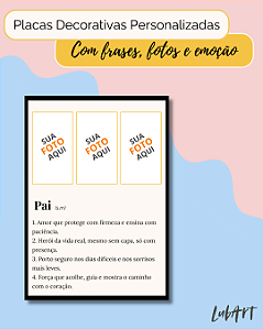 Placa Decorativa Tamanho A4 Linha Definições - Pai