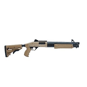 ESPINGARDA CBC PUMP MILITARY 3.0 CALIBRE 12 14" TAN COM ACESSÓRIOS