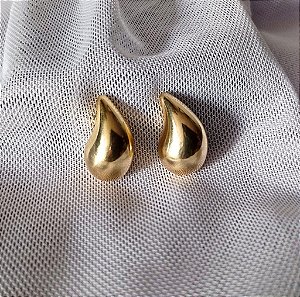 Brinco Gota Lisa Dourada Fina Banhado Ouro 18k Antialergico