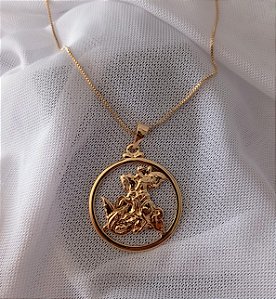 Gargantilha Sao Jorge Masculina Feminina Banhado Ouro 18k Antialergico