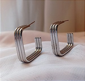 Brinco Meia Argola Trifio Aco Inox Antialergico