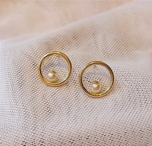 Brinco Perola Classico Fino Par Banhado Ouro 18k Antialergico