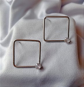 Brinco Quadrado Vazado Aco Inox Banhado Ouro 18k Antialergico