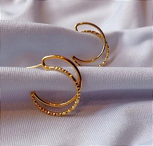 Brinco Argola Vazado Fio Torcido Banhado Ouro 18k Antialergico