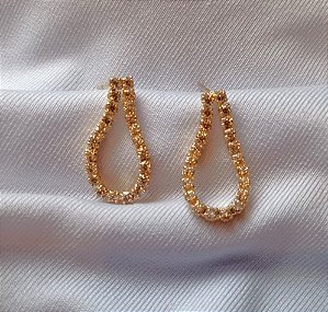 Brinco Gota Cravejado com Zirconia Banhado Ouro 18k Antialergico