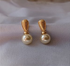 Brinco Perola Classico Redondo Par Banhado Ouro 18k Antialergico
