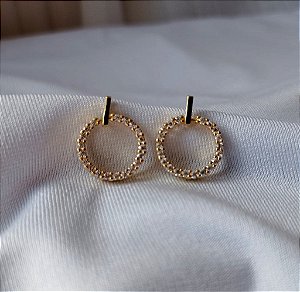 Brinco Circular Cravejado com Zirconia Banhado Ouro 18k Antialergico