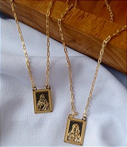 Escapulario Unissex Dourado Tradicional Banhado Ouro 18k Antialergico