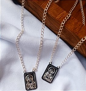 Escapulario Unissex Prateado Fino Banhado Ouro 18k Antialergico