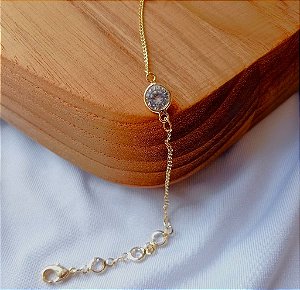 Pulseira Ponto de Luz com Zirconia Banhado Ouro 18k Antialergico