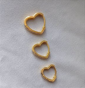 Trio Argolas com Coracao Banhado Ouro 18k Antialergico