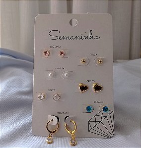 Kit Brincos Semaninha AB Banhado Ouro 18k Antialergico