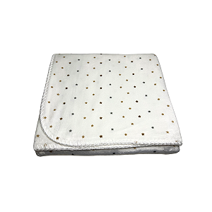 Manta Velvet Star Branca e Dourada